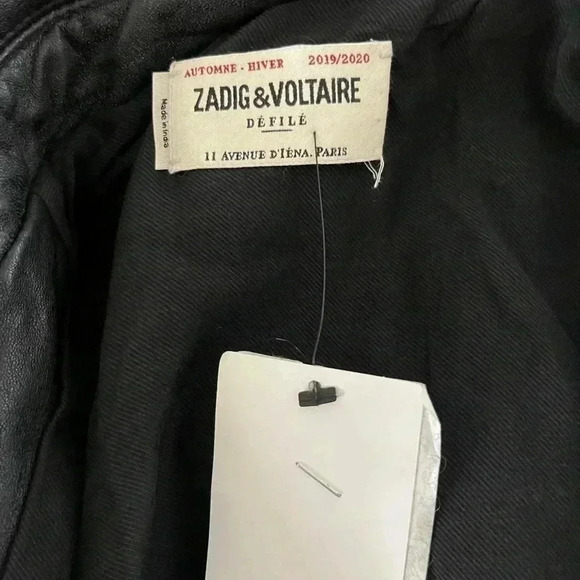 Zadig & Voltaire | Lamb Leather Biker Jacket | Zip or Snap Front | W FR 36 US 4 - Picture 6 of 8